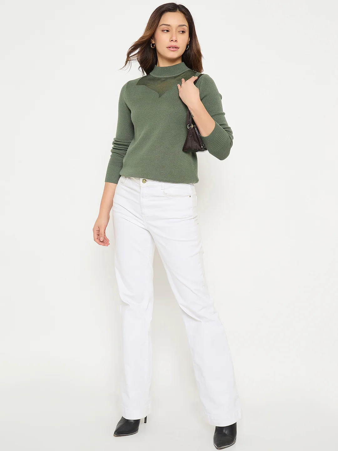 Madame Olive Green Mock Neck Sweater - Image 3