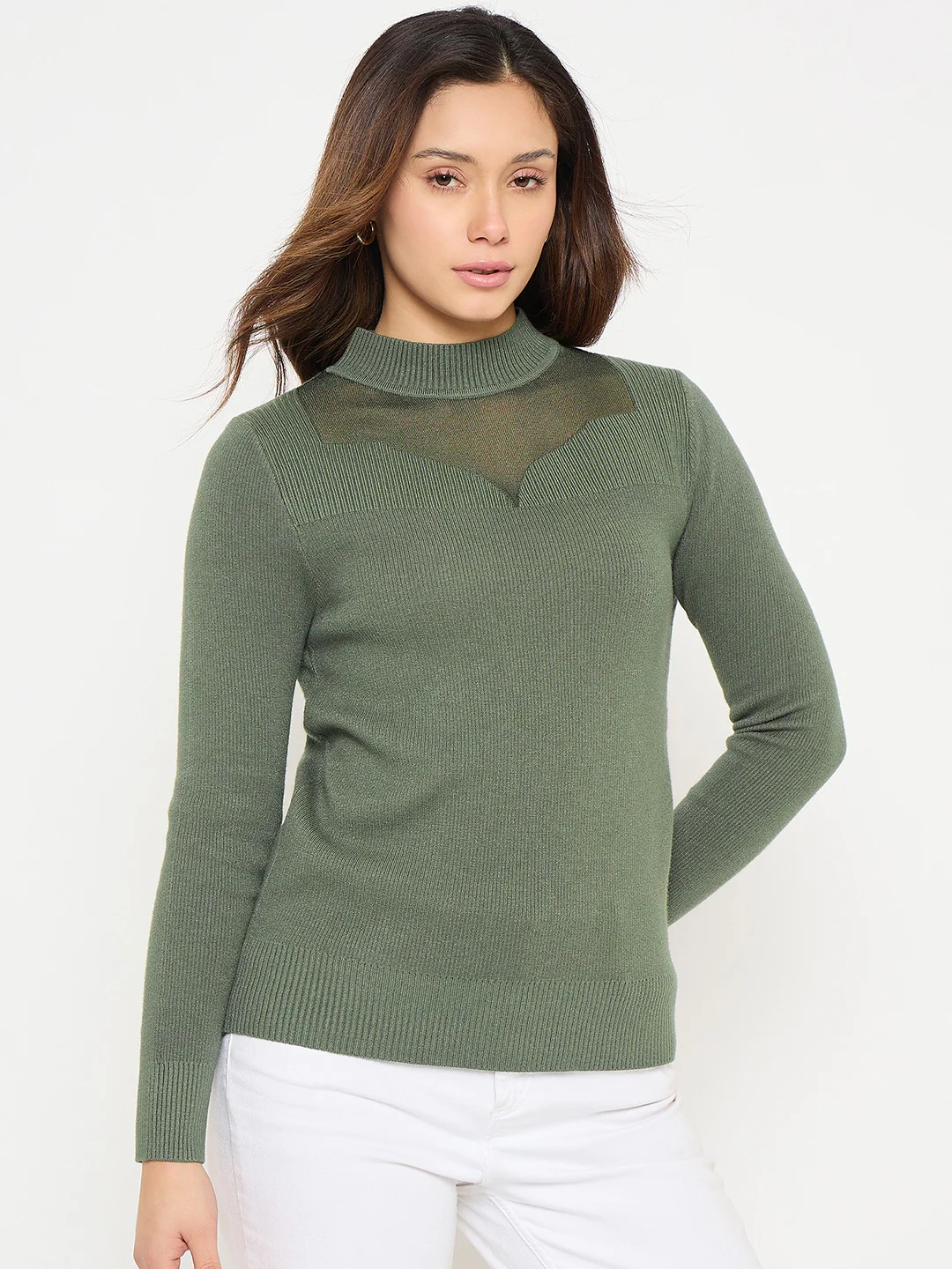 Madame Olive Green Mock Neck Sweater - Image 4