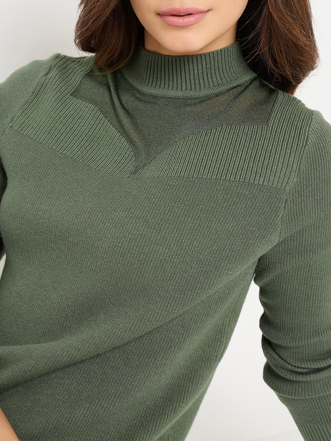 Madame Olive Green Mock Neck Sweater - Image 7