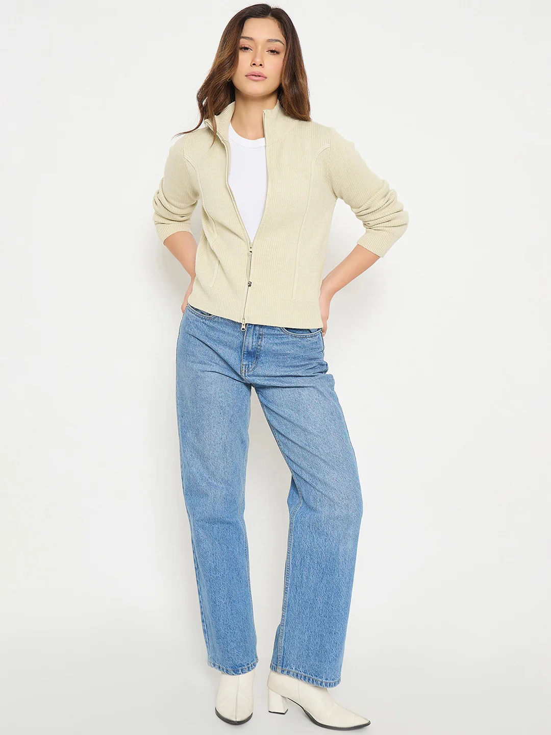 Madame Mock Neck Beige Swaeter - Image 3