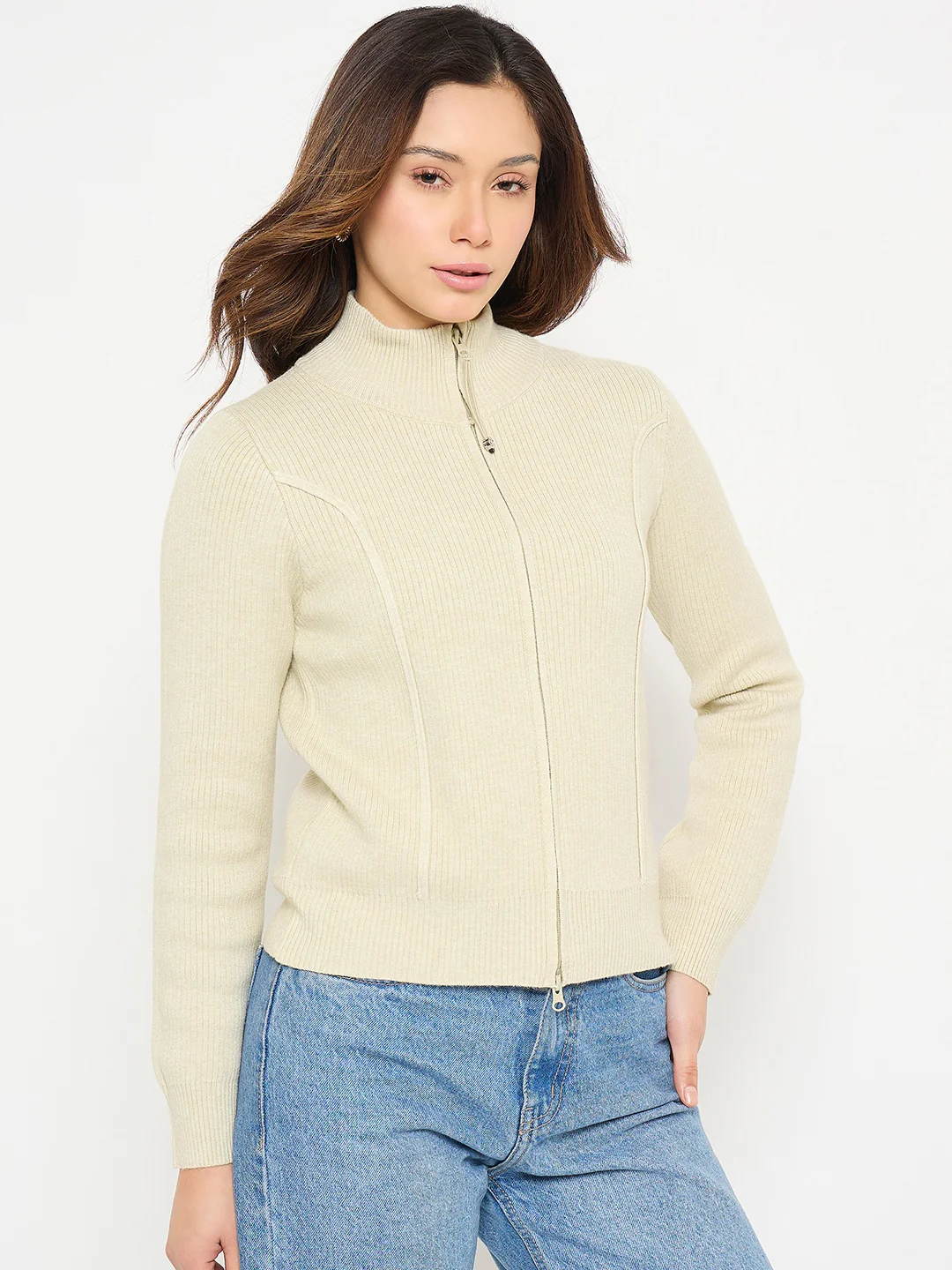 Madame Mock Neck Beige Swaeter - Image 4