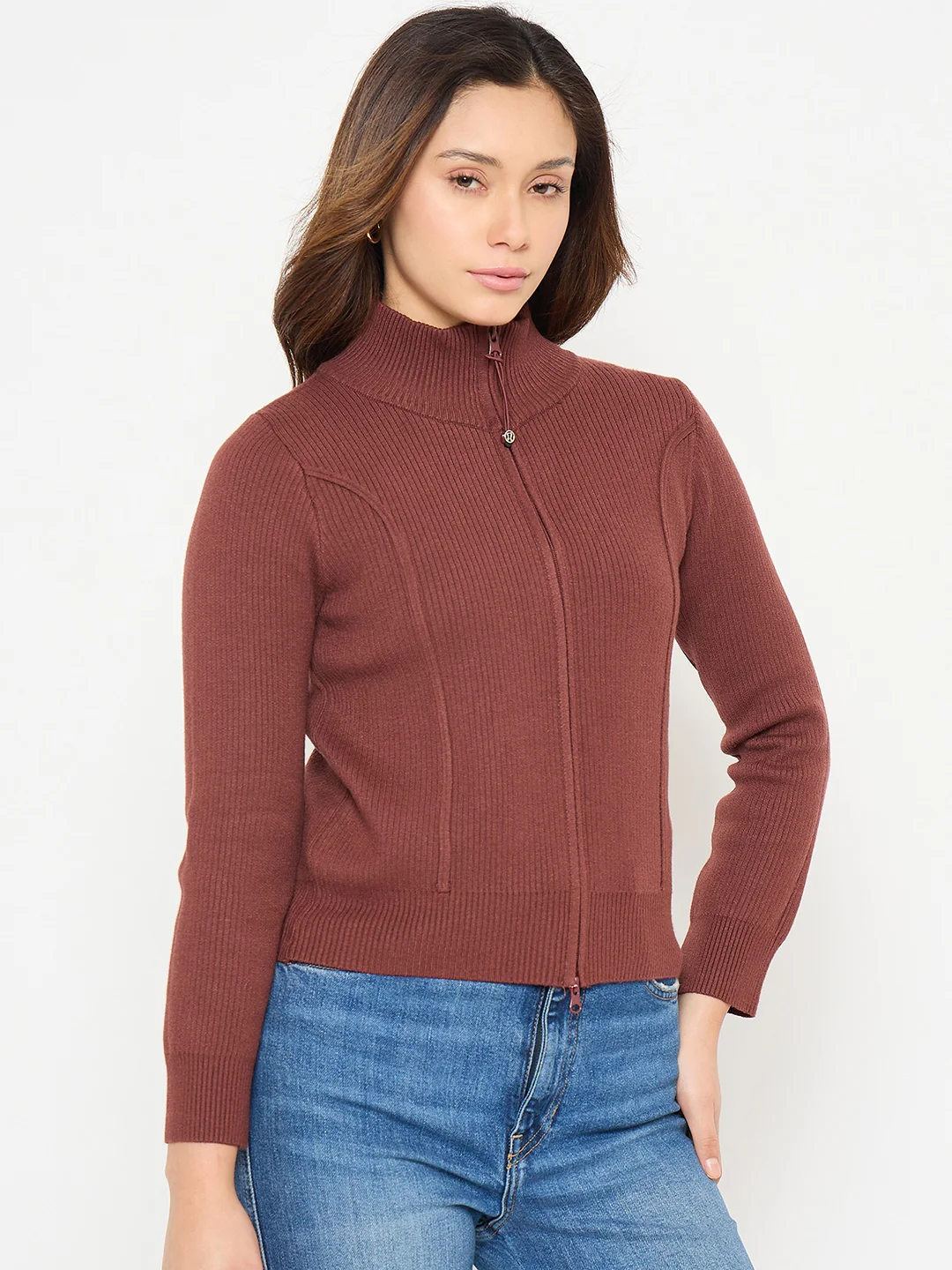 Madame Mock Neck Rust Brown Sweater - Image 4