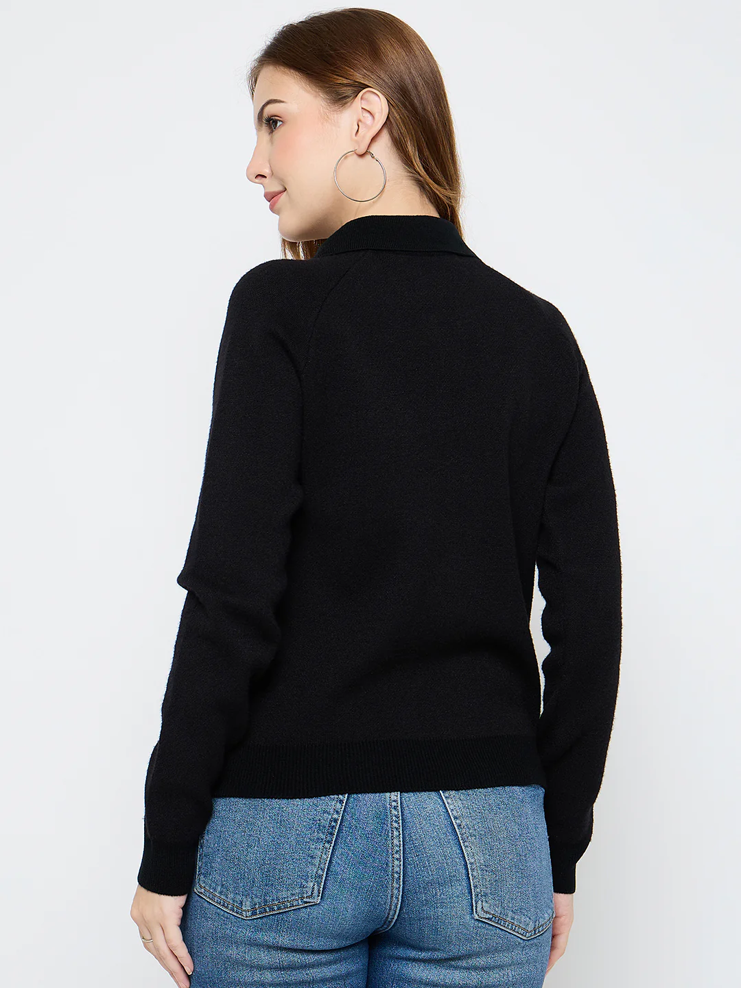 Madame Embroidered Zipped Black Sweater - Image 6