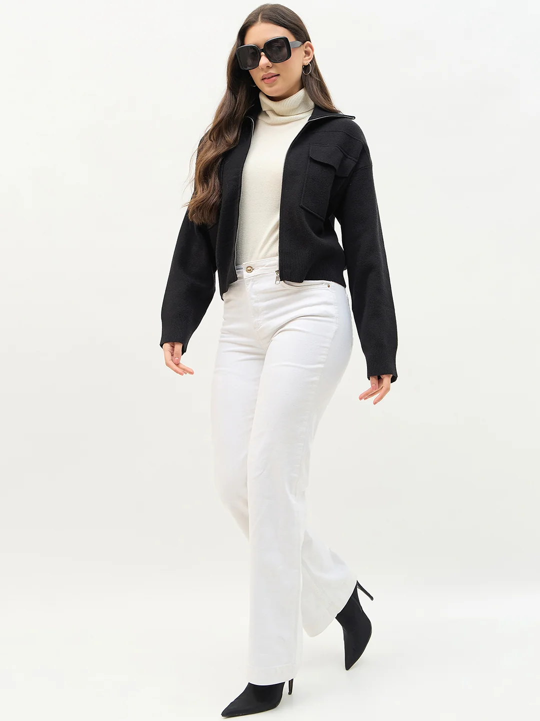 Madame Shirt Collar Black Jacket - Image 3