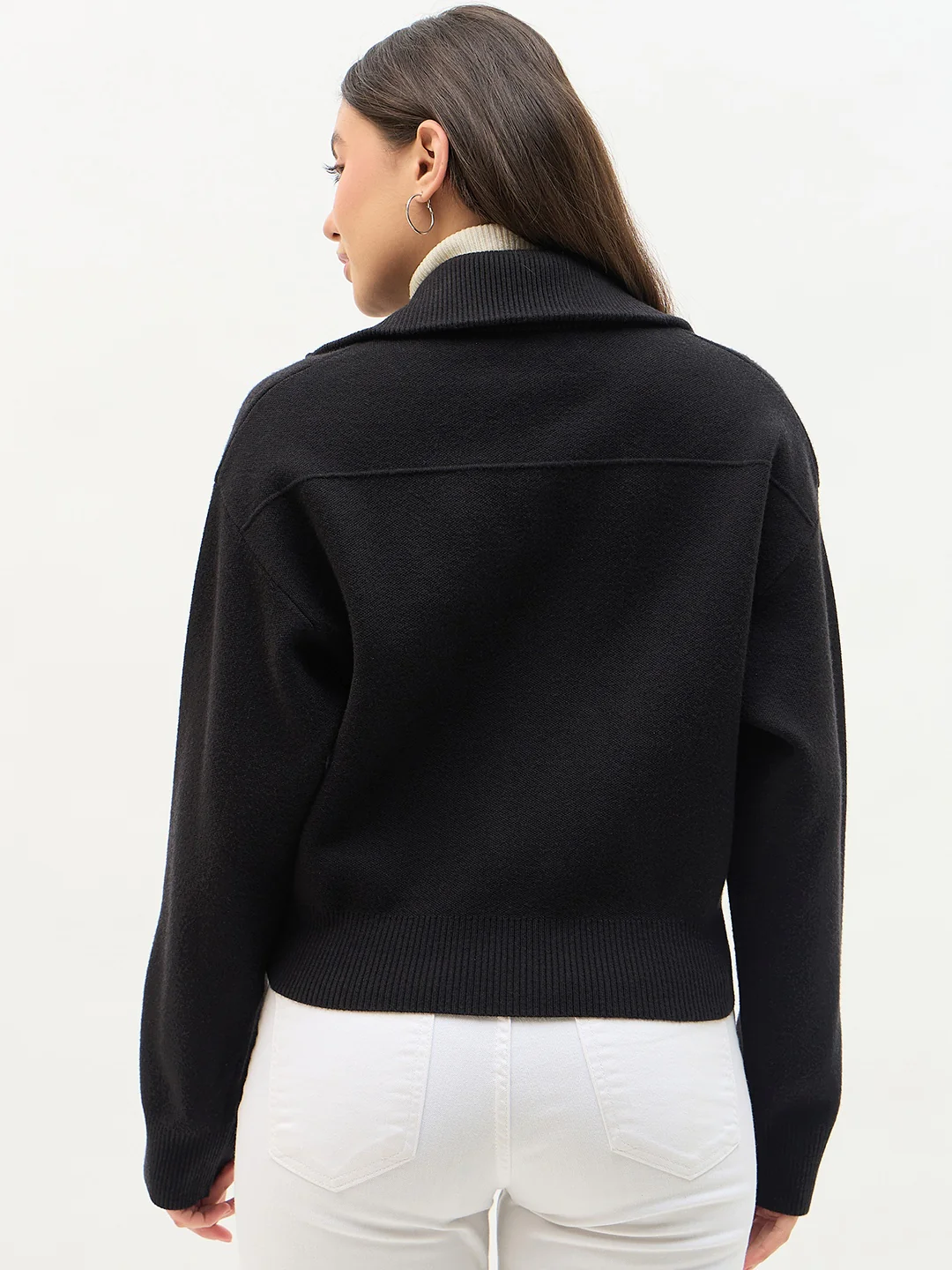 Madame Shirt Collar Black Jacket - Image 6