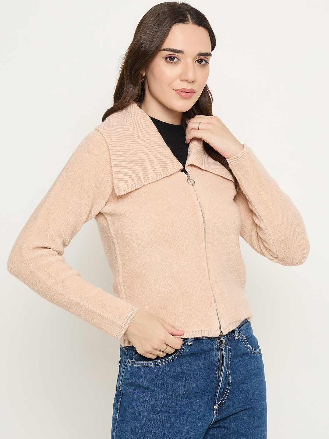 Madame Wide Collar Peach Sweater - Image 4