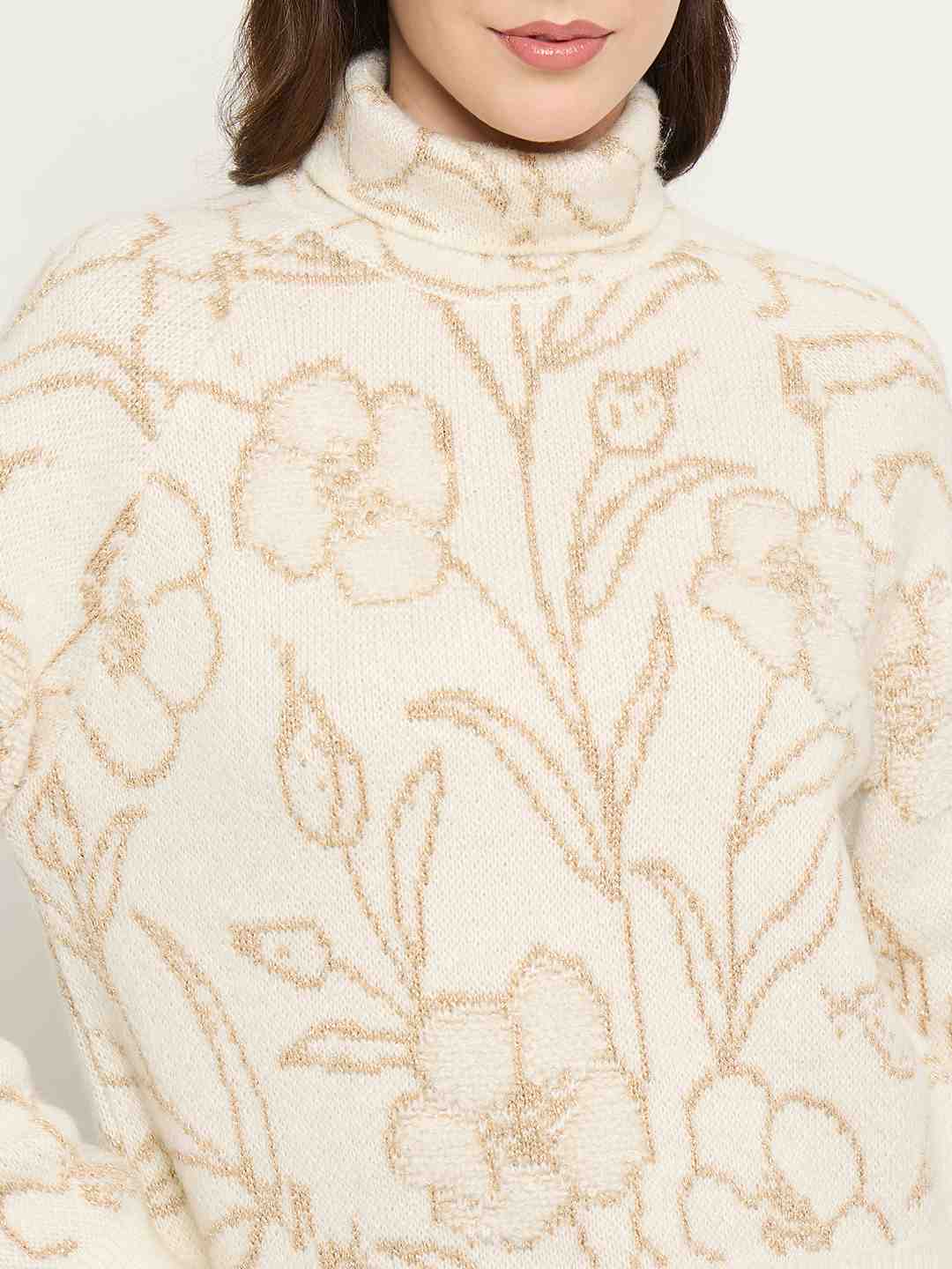 Madame Floral Print Off White Sweater - Image 7
