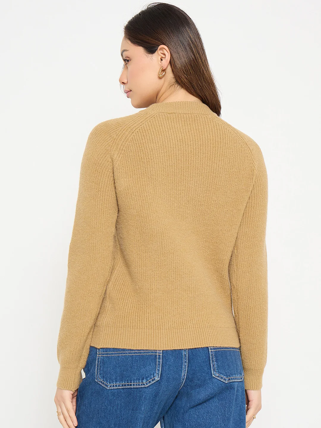 Madame Embroidered Khaki Solid Sweater - Image 6