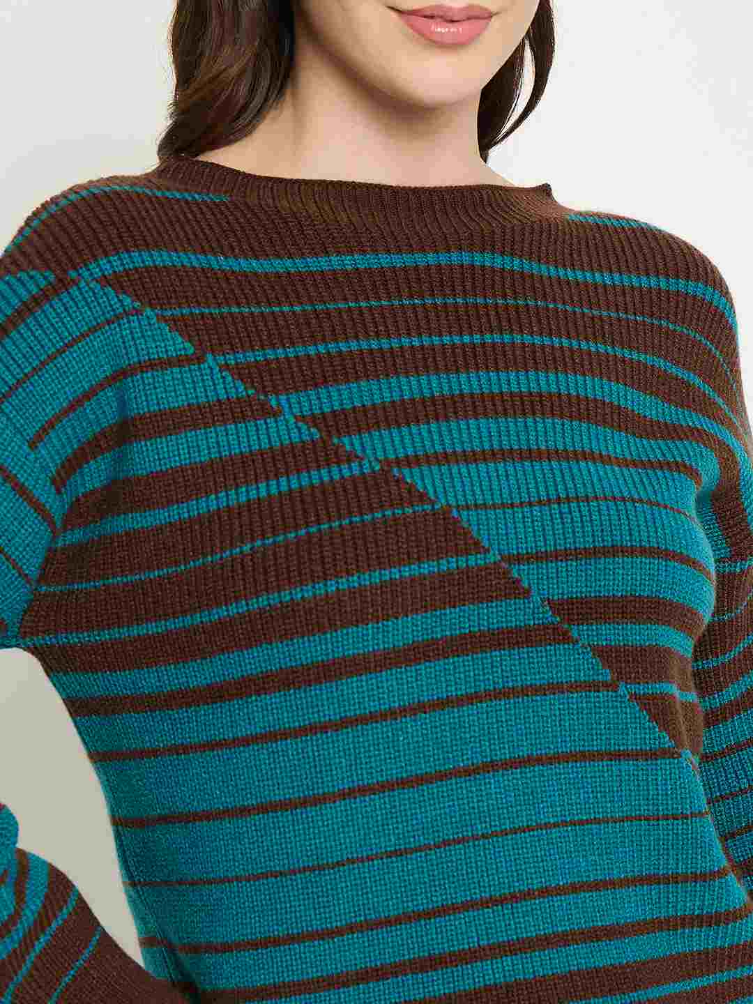 Madame Brown Stripe Print Sweater - Image 7