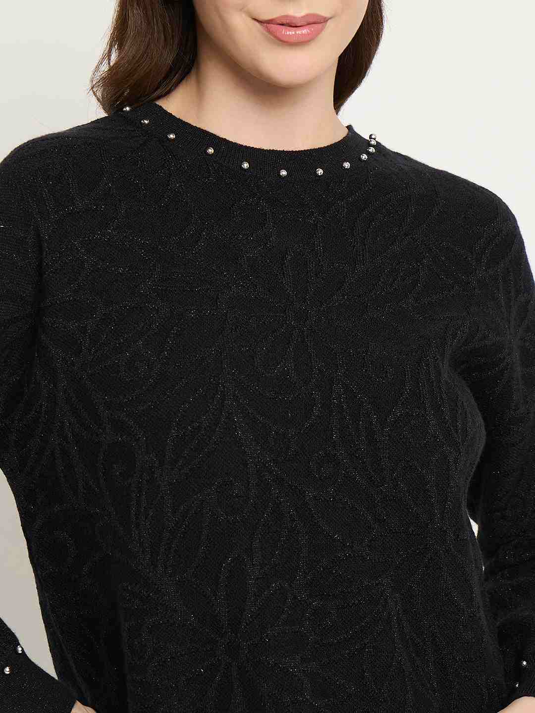 Madame Embellished Black Sweater - Image 7