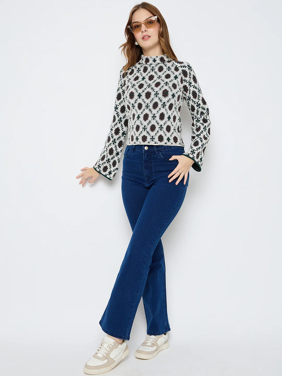 Madame Geometric Print Multicolor Sweater - Image 2