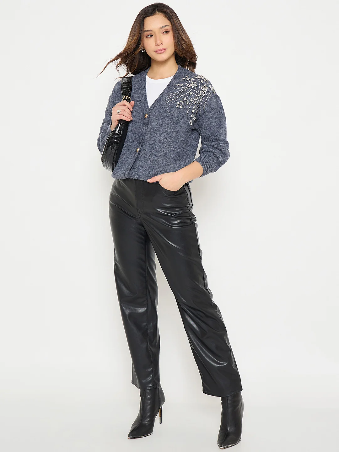 Madame Dark Grey Embroidered Sweater - Image 3