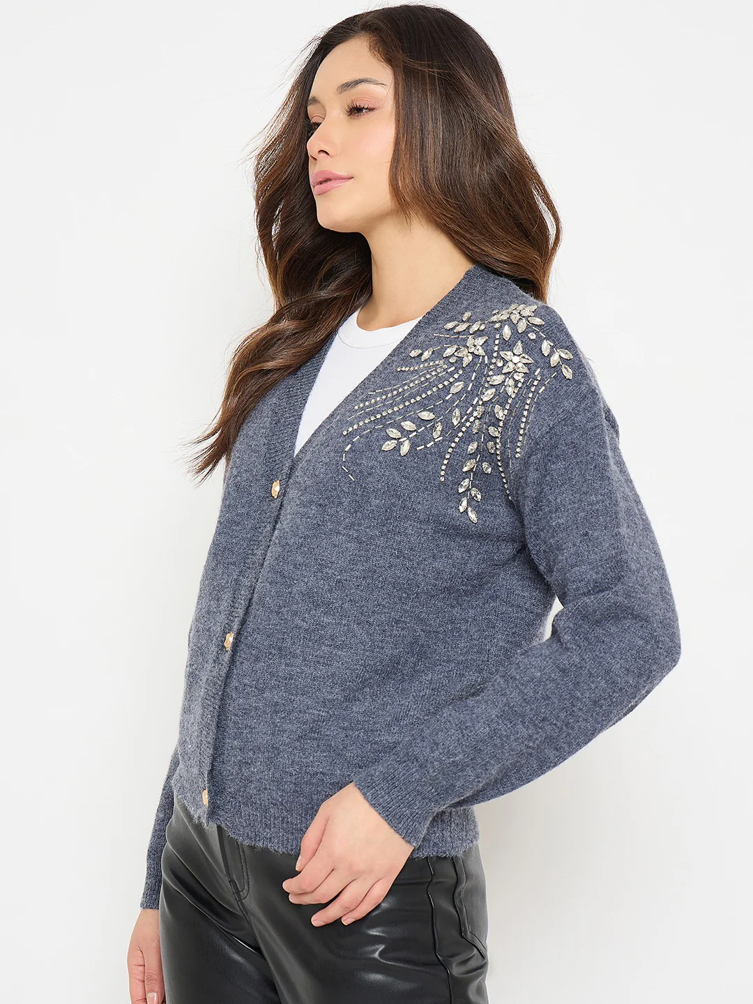 Madame Dark Grey Embroidered Sweater - Image 5