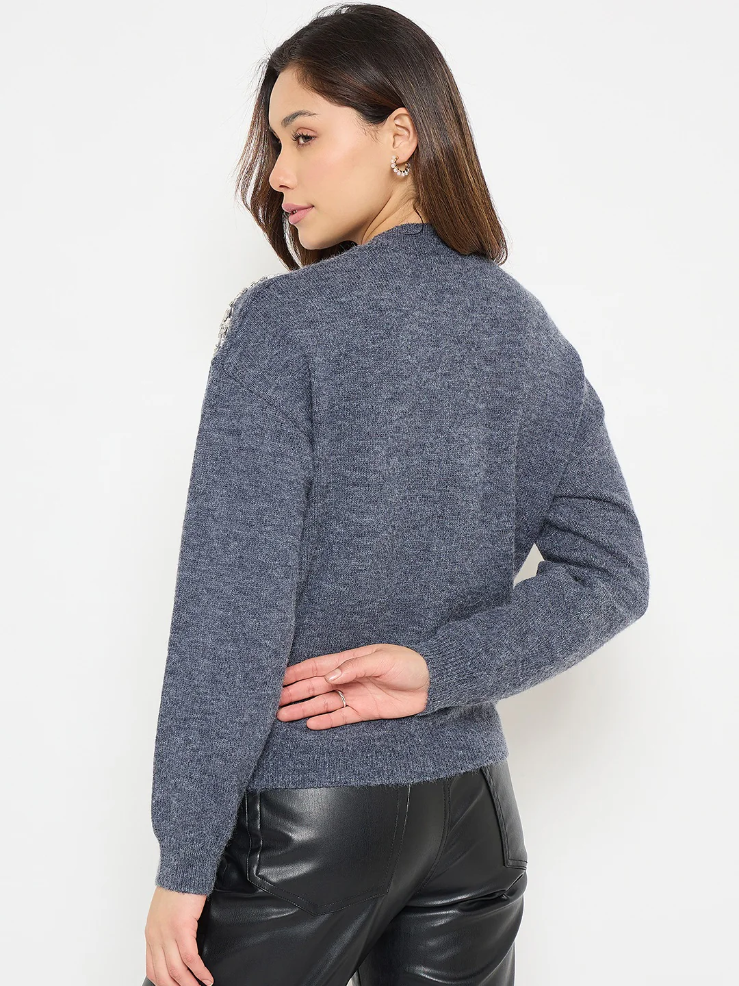 Madame Dark Grey Embroidered Sweater - Image 6
