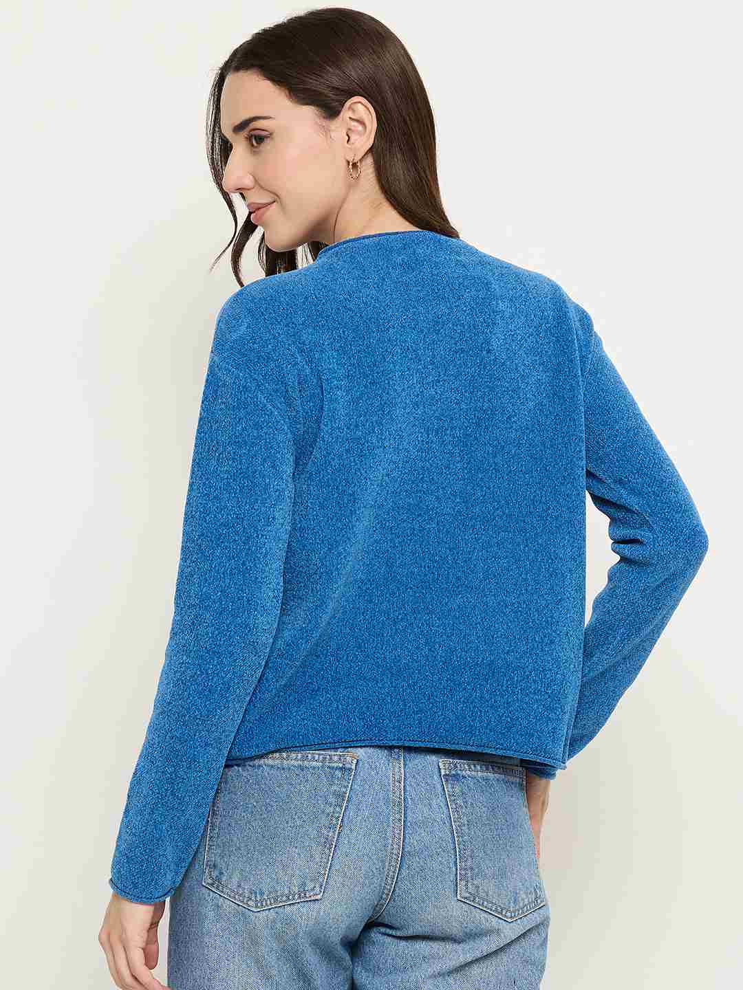 Madame Floral Print Blue Pullover Sweater - Image 6
