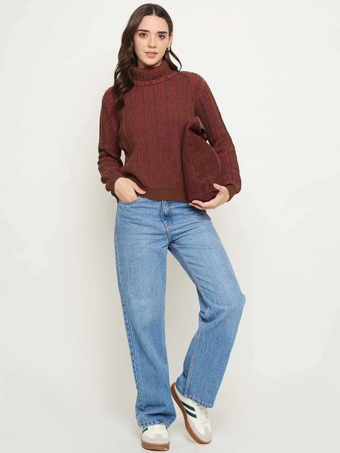 Madame Brown Self Striped Sweater - Image 2