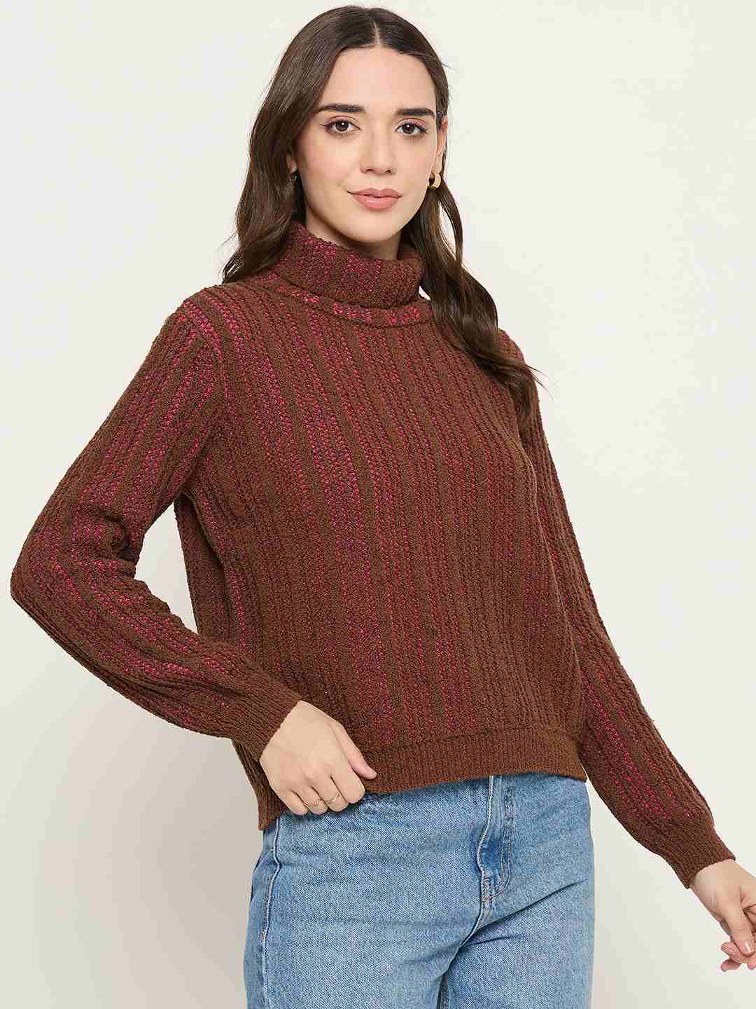 Madame Brown Self Striped Sweater - Image 4