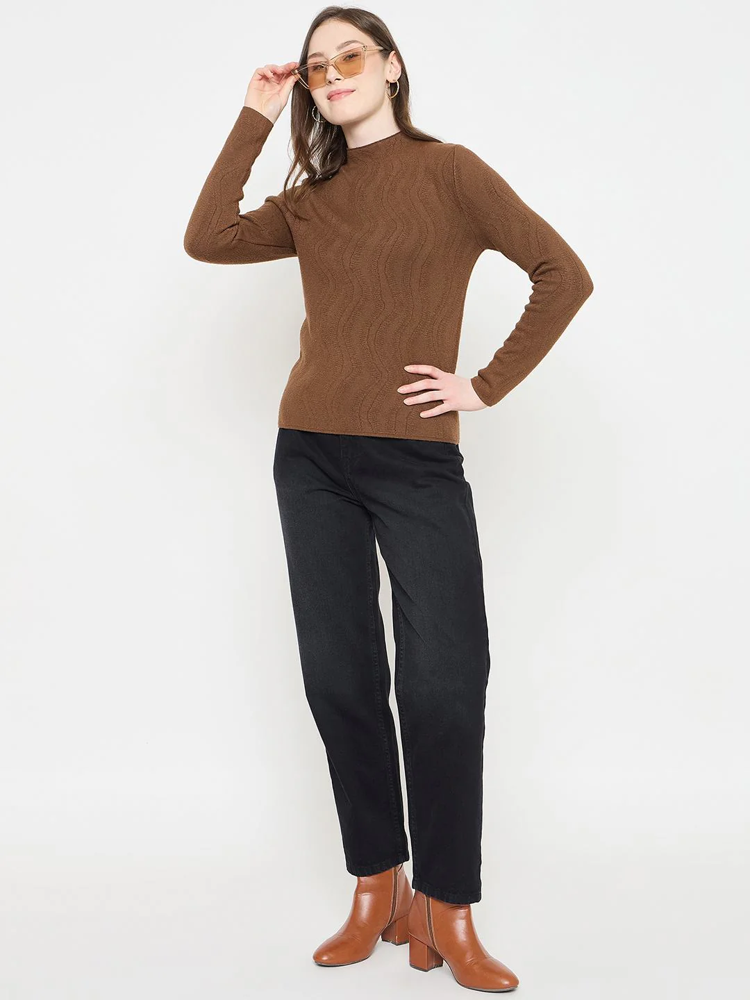 Madame Brown Mock Neck Sweater - Image 2