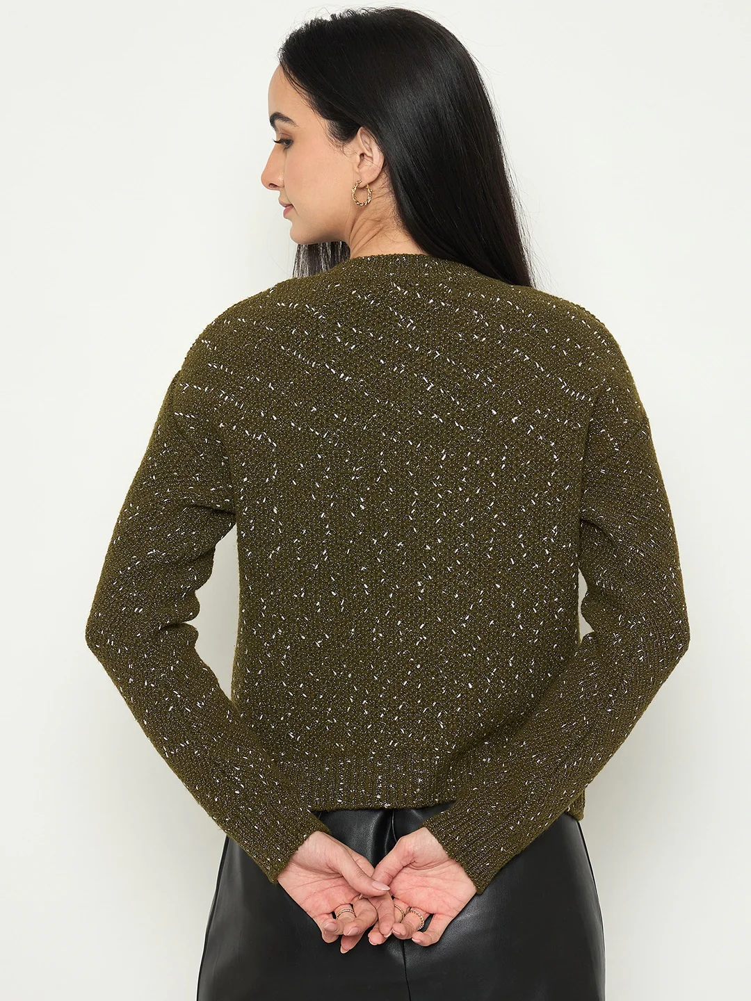 Madame Embellished Green Round Neck Sweater - Image 6