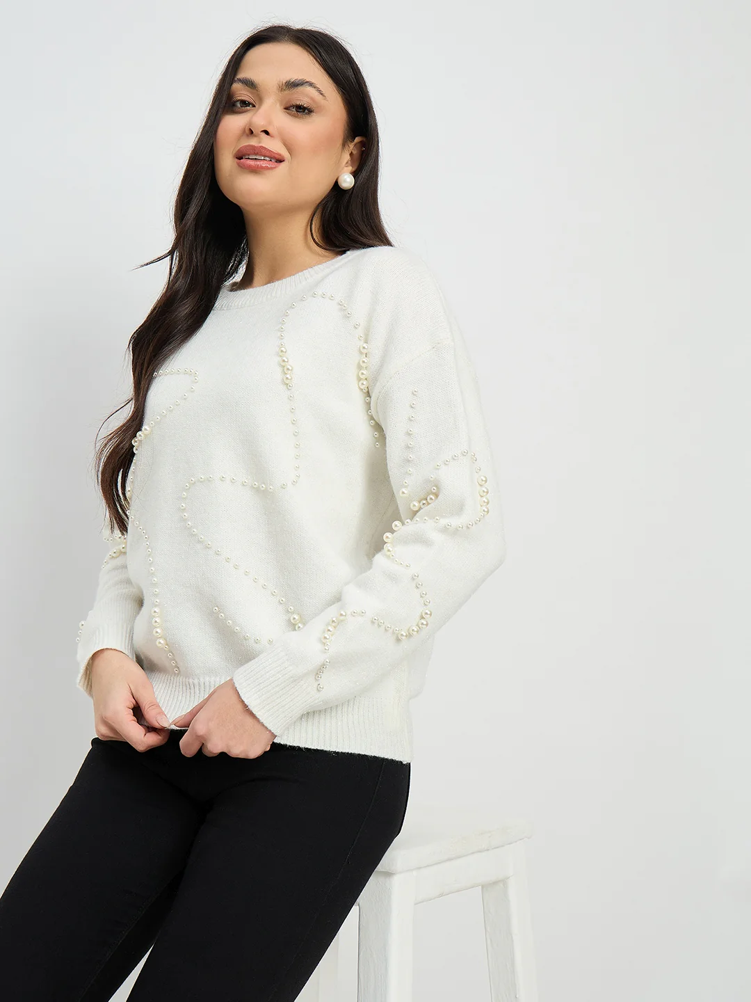 Madame Embellished off White Sweater - Image 2