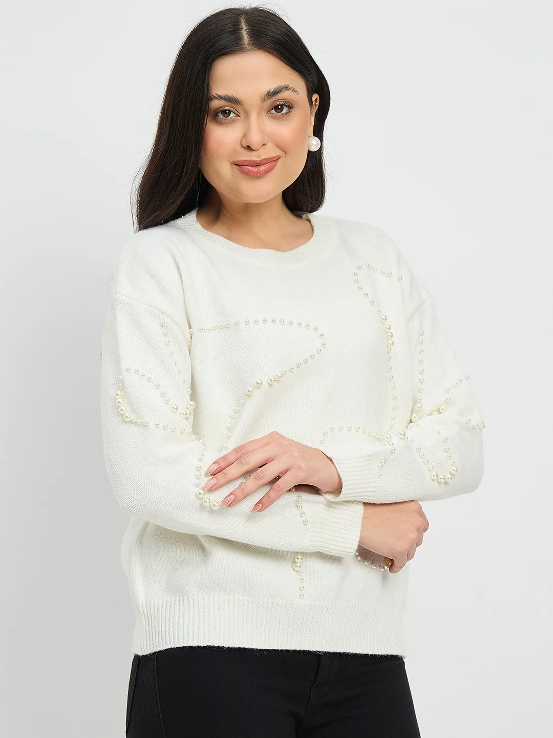 Madame Embellished off White Sweater - Image 4