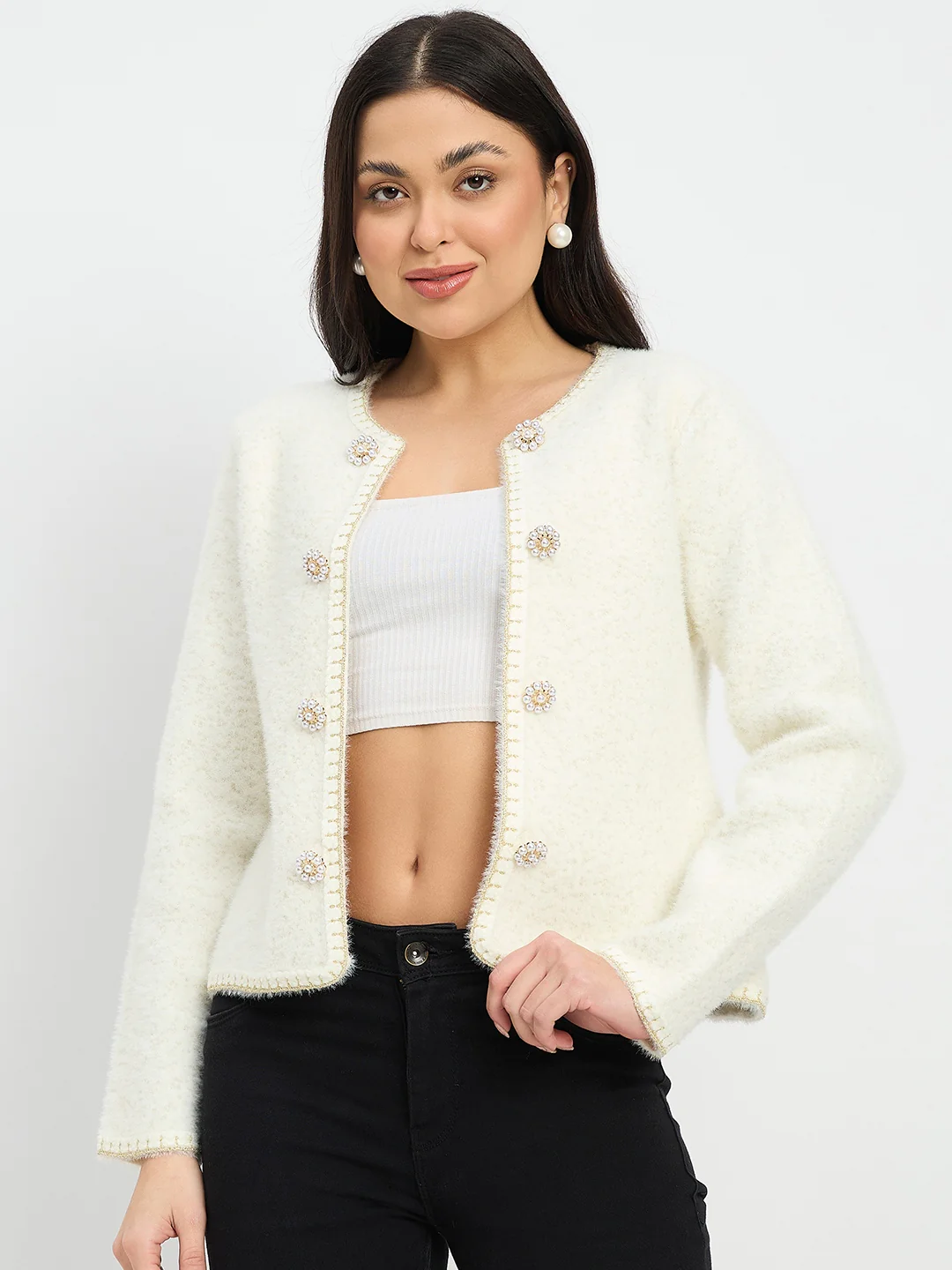 Madame Knit Off White Cardigan