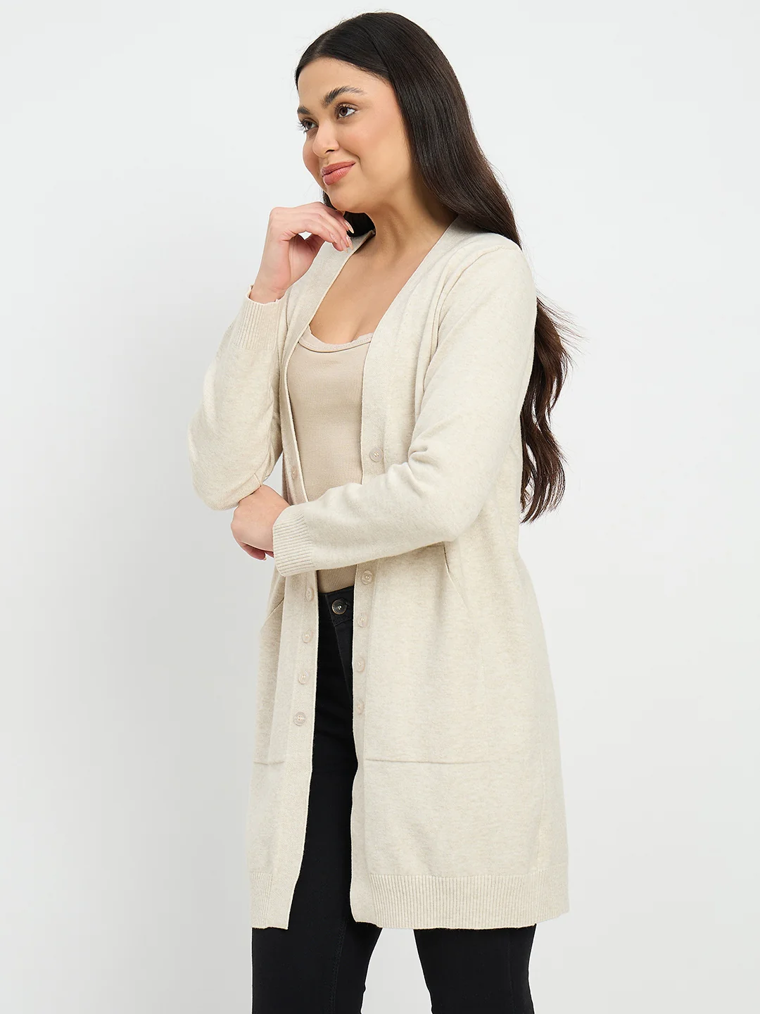 Madame Beige Knit Long Shrug - Image 5