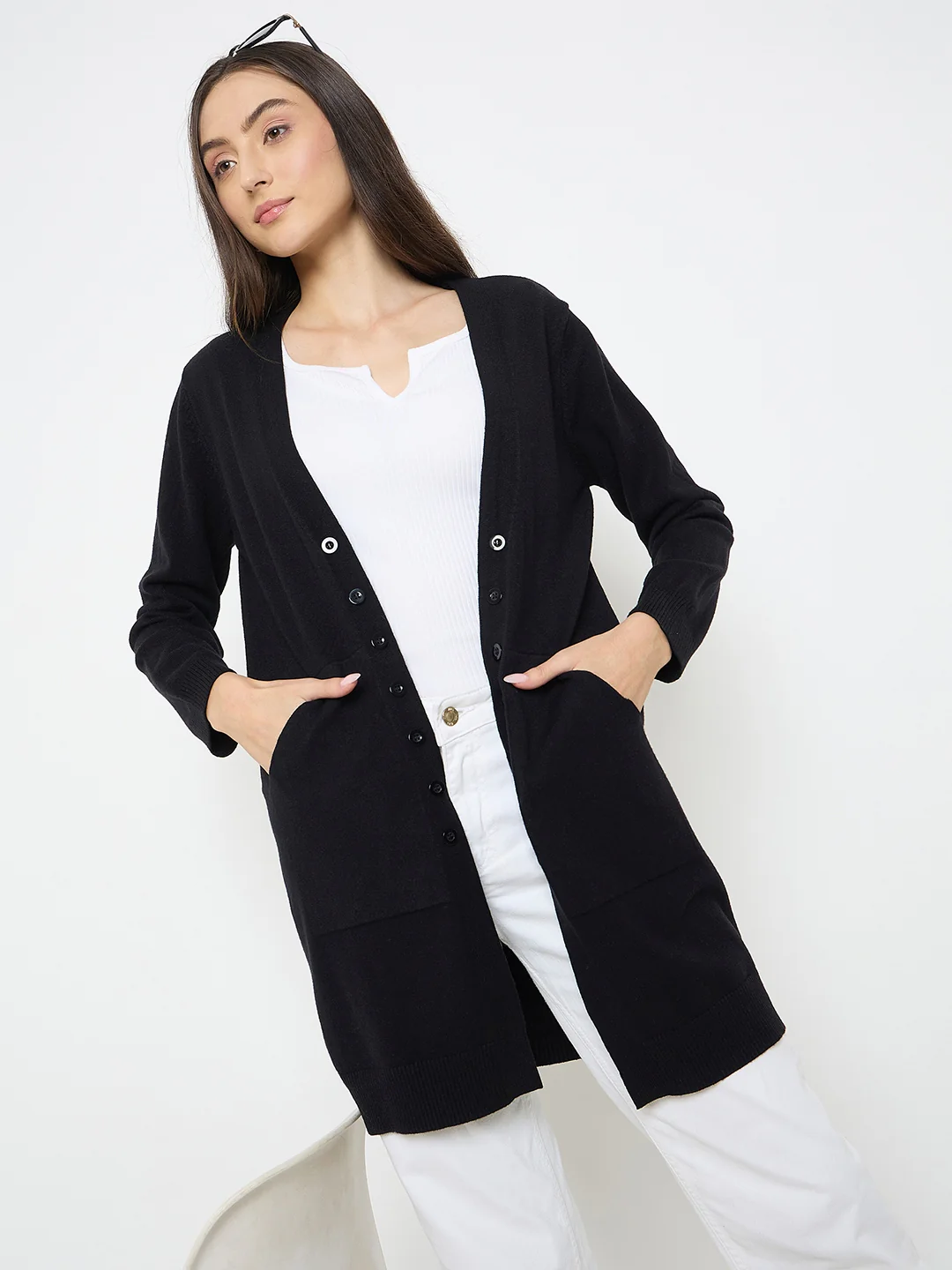 Madame Black Knit Long Shrug - Image 2
