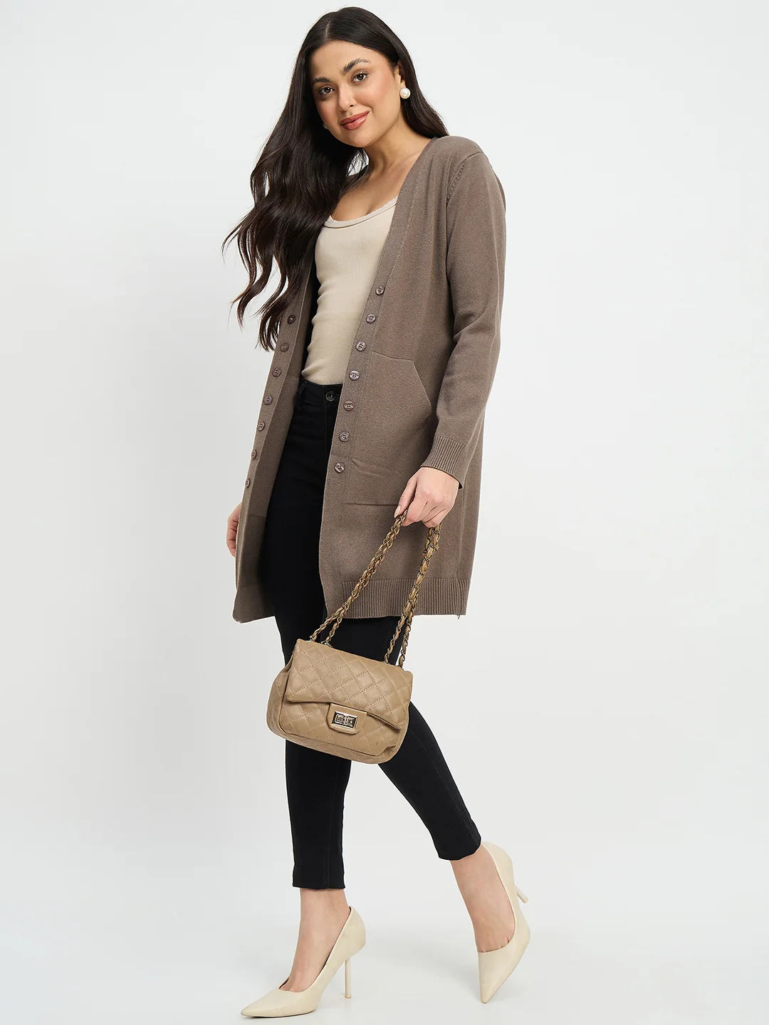Madame Brown Knit Long Shrug - Image 3