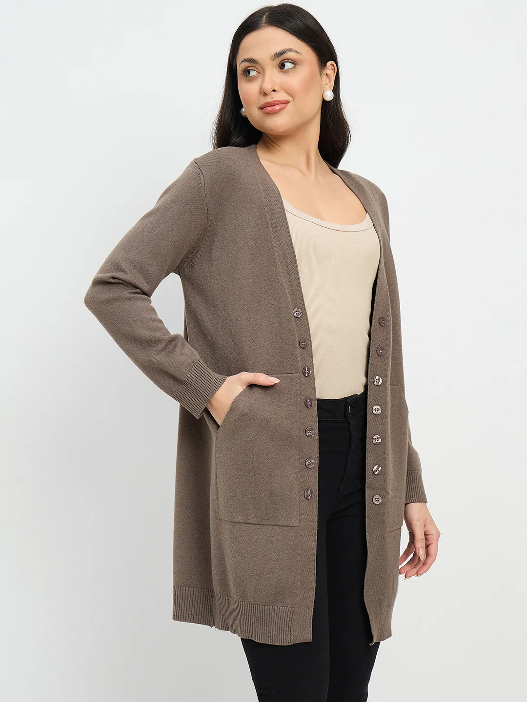 Madame Brown Knit Long Shrug - Image 4