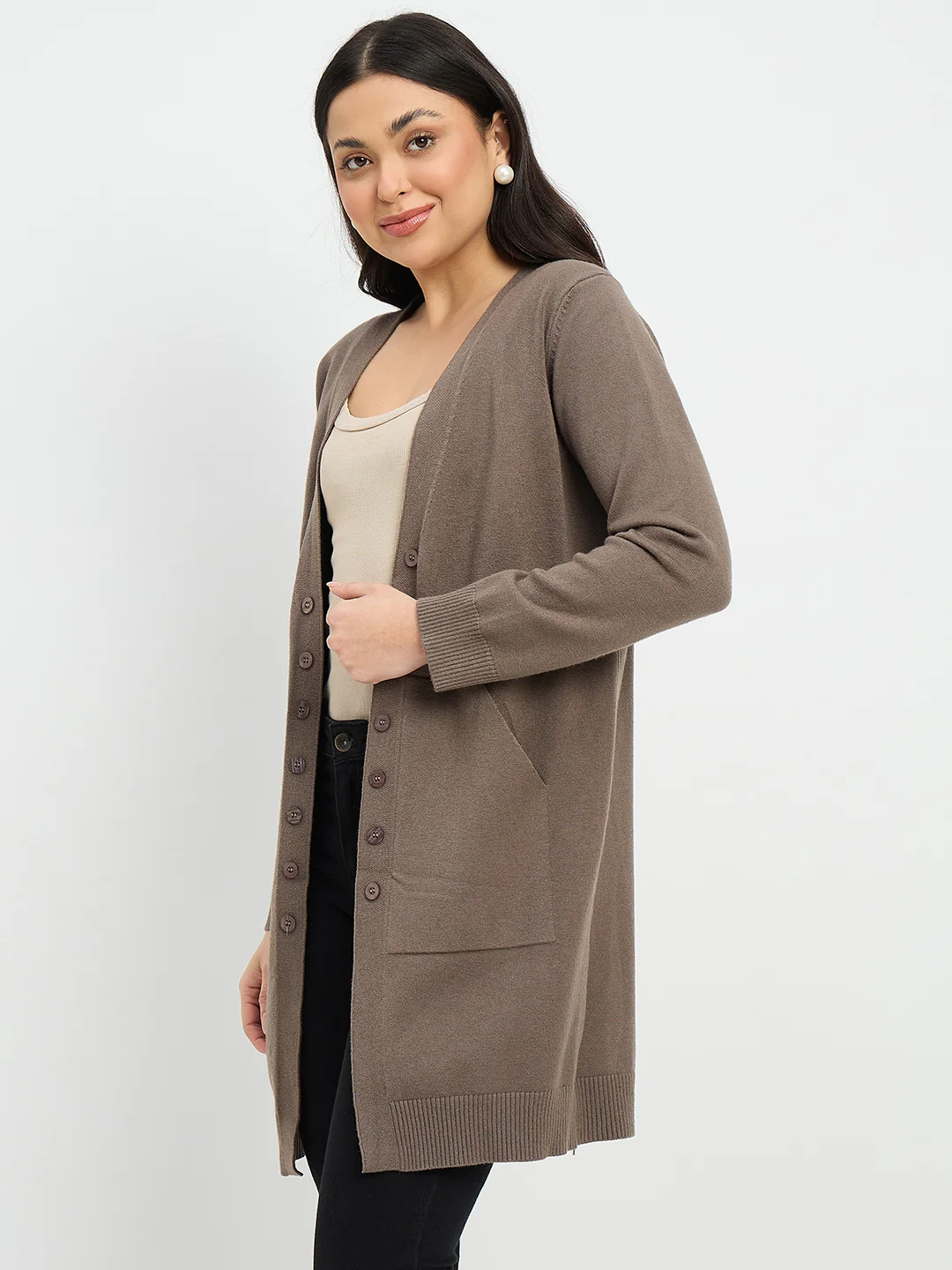 Madame Brown Knit Long Shrug - Image 5