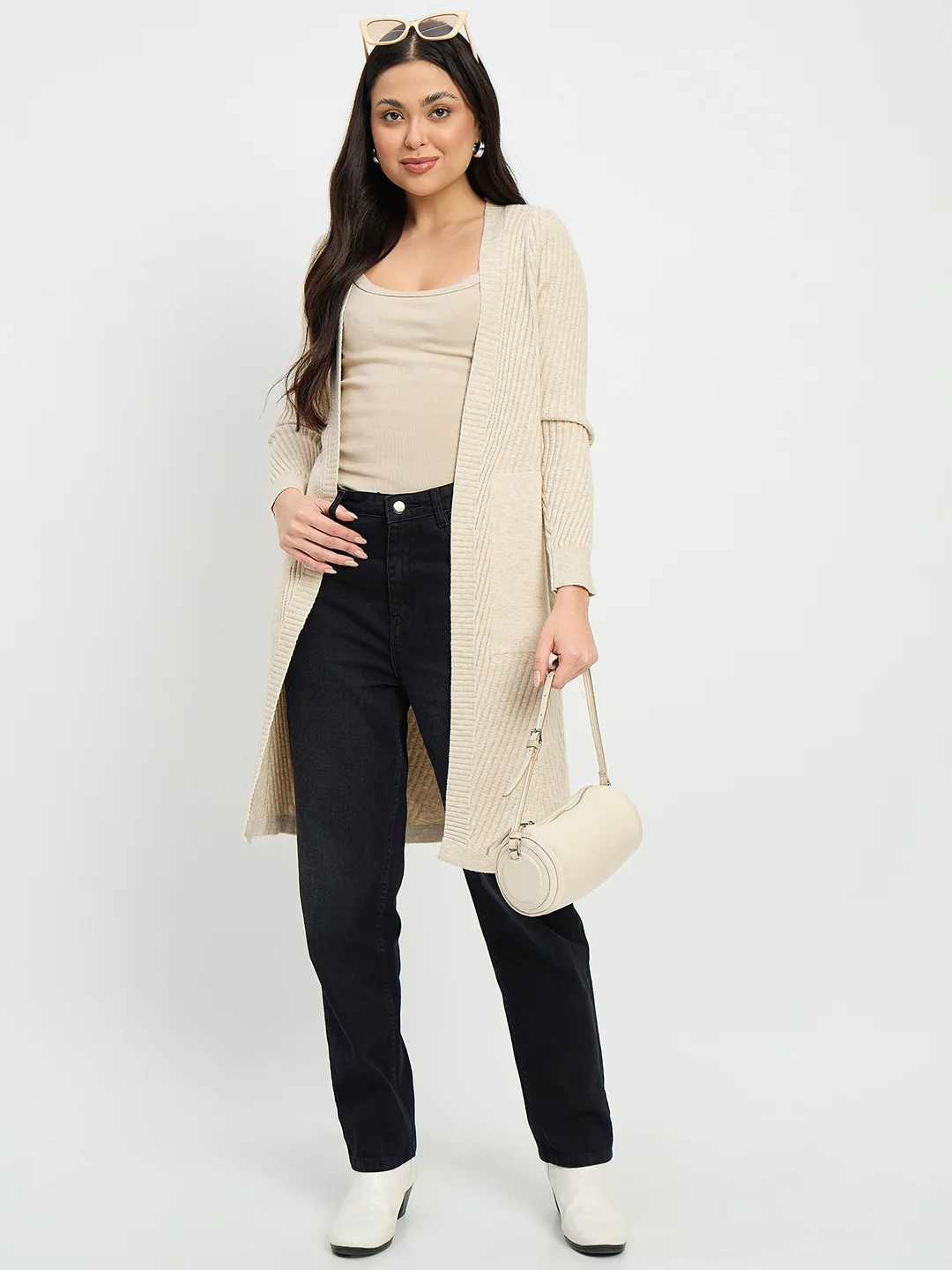 Madame Beige Knit Long Shrug - Image 3