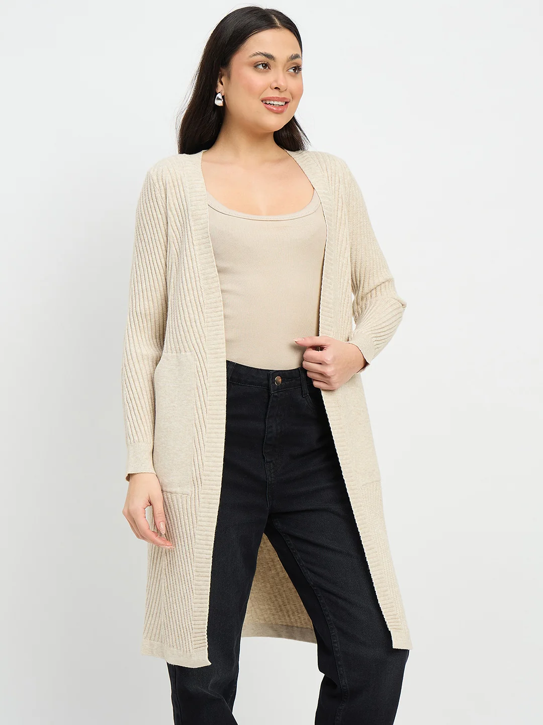 Madame Beige Knit Long Shrug - Image 4