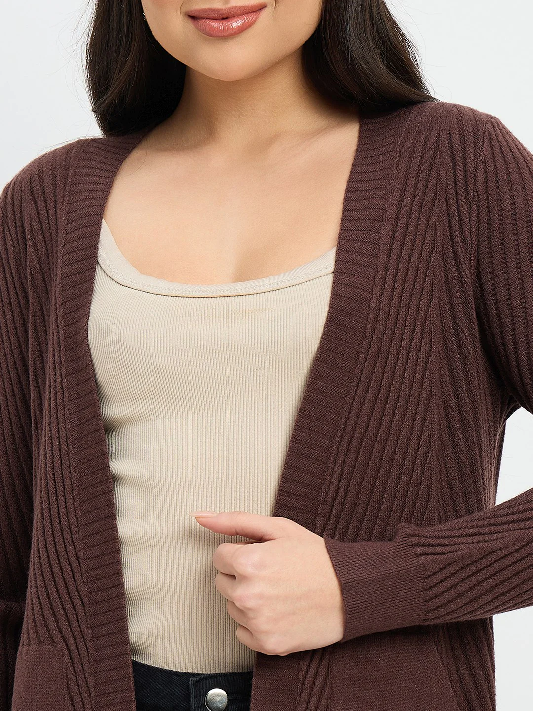 Madame Brown Knit Long Shrug - Image 7