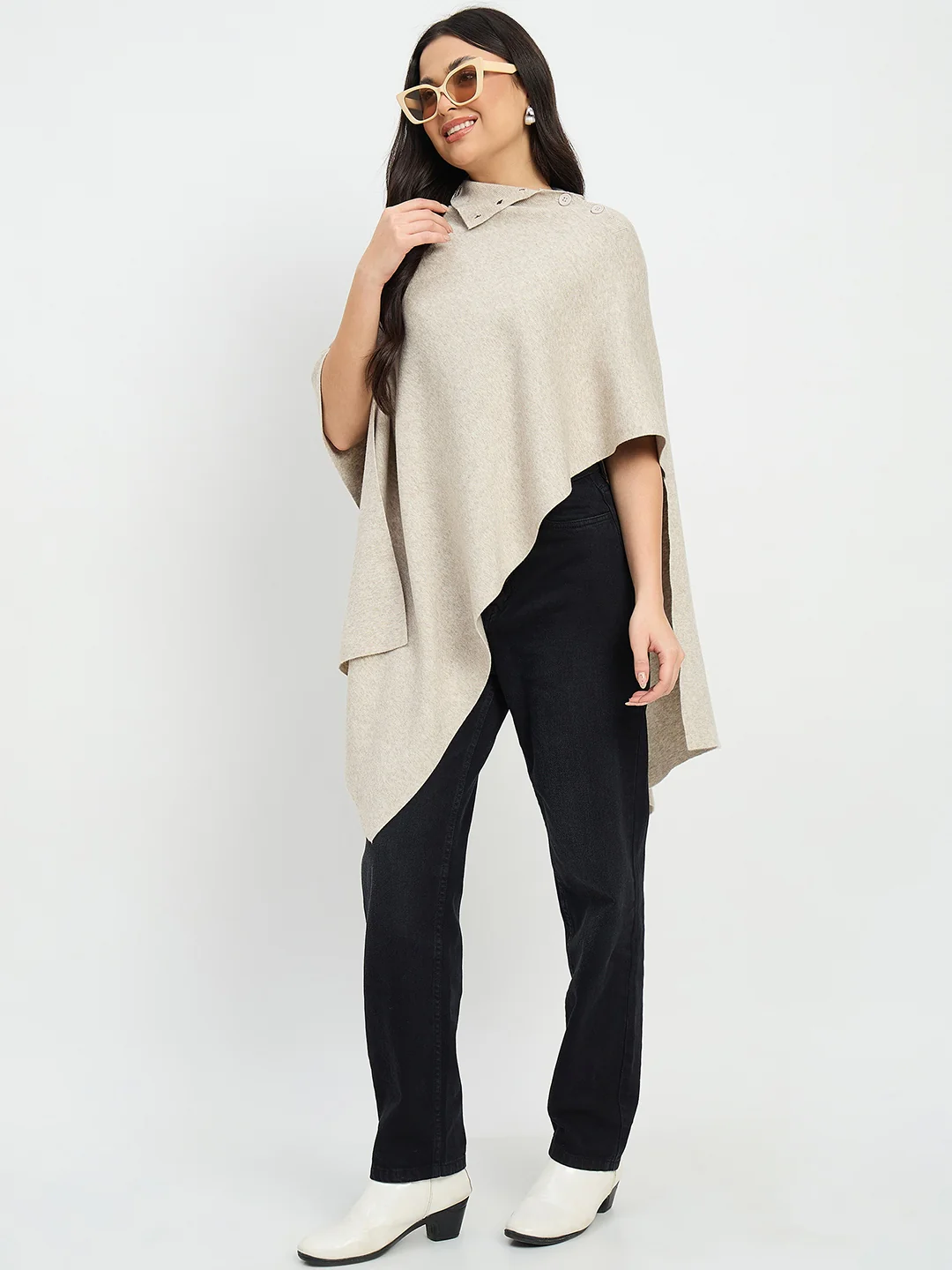 Madame Beige High Neck Pullover Shrug - Image 3