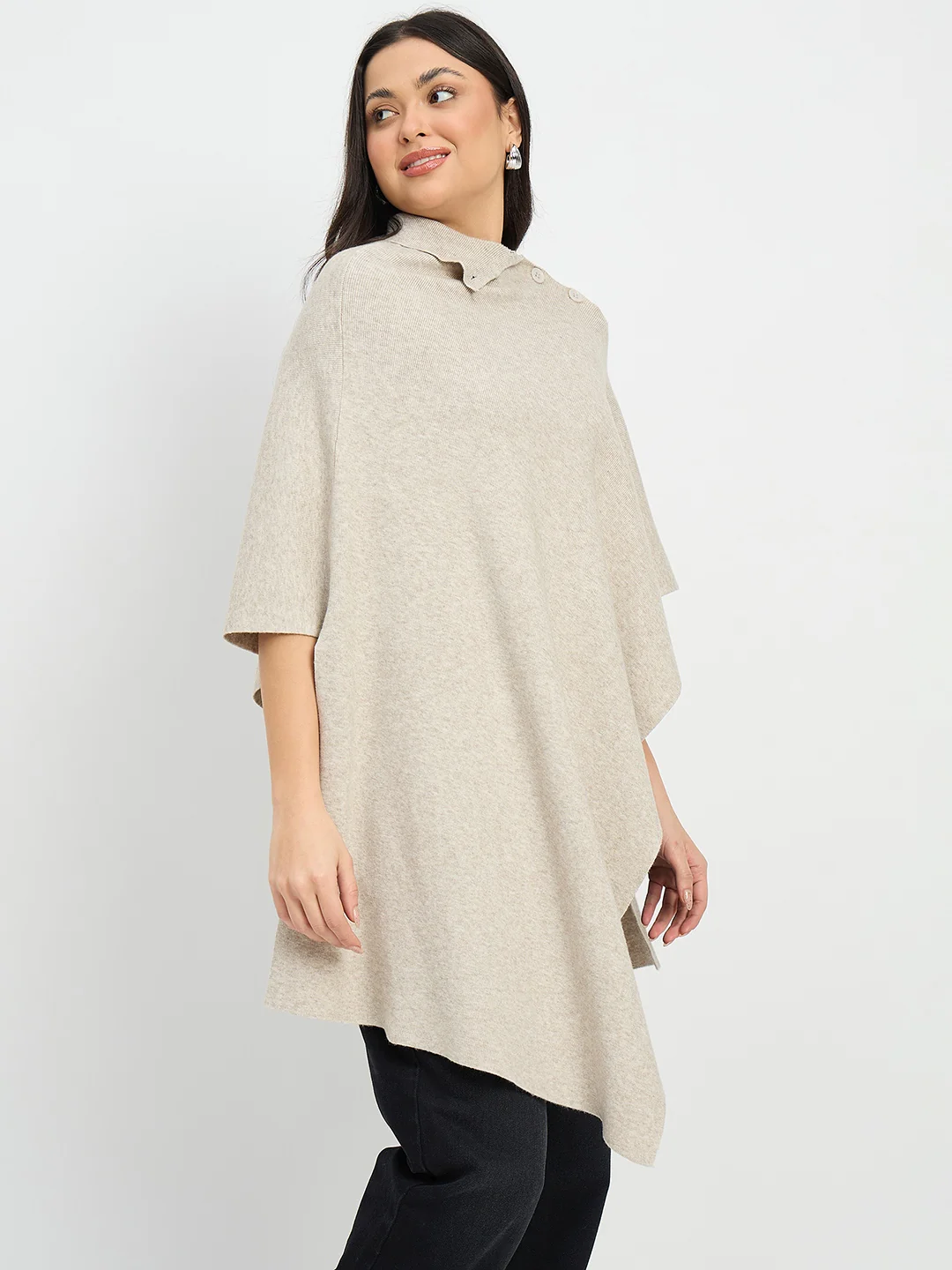Madame Beige High Neck Pullover Shrug - Image 4
