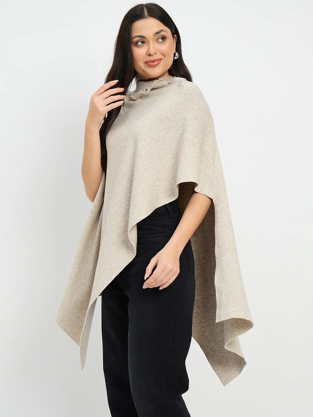 Madame Beige High Neck Pullover Shrug - Image 5