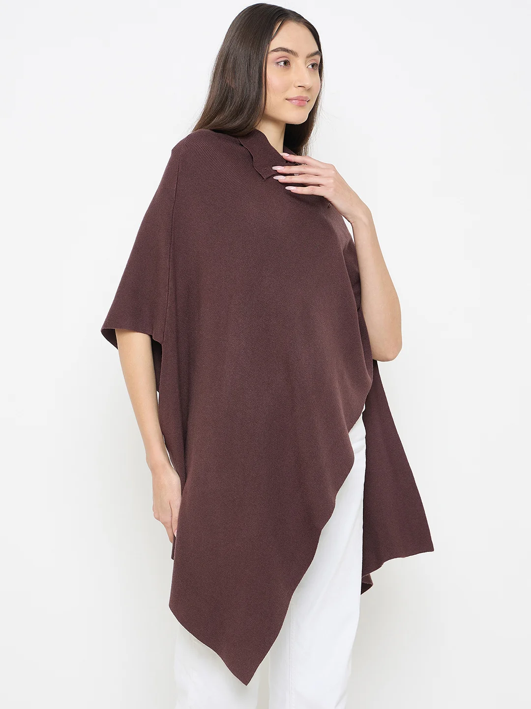 Madame High Neck Pullover Brown Shrug - Image 4