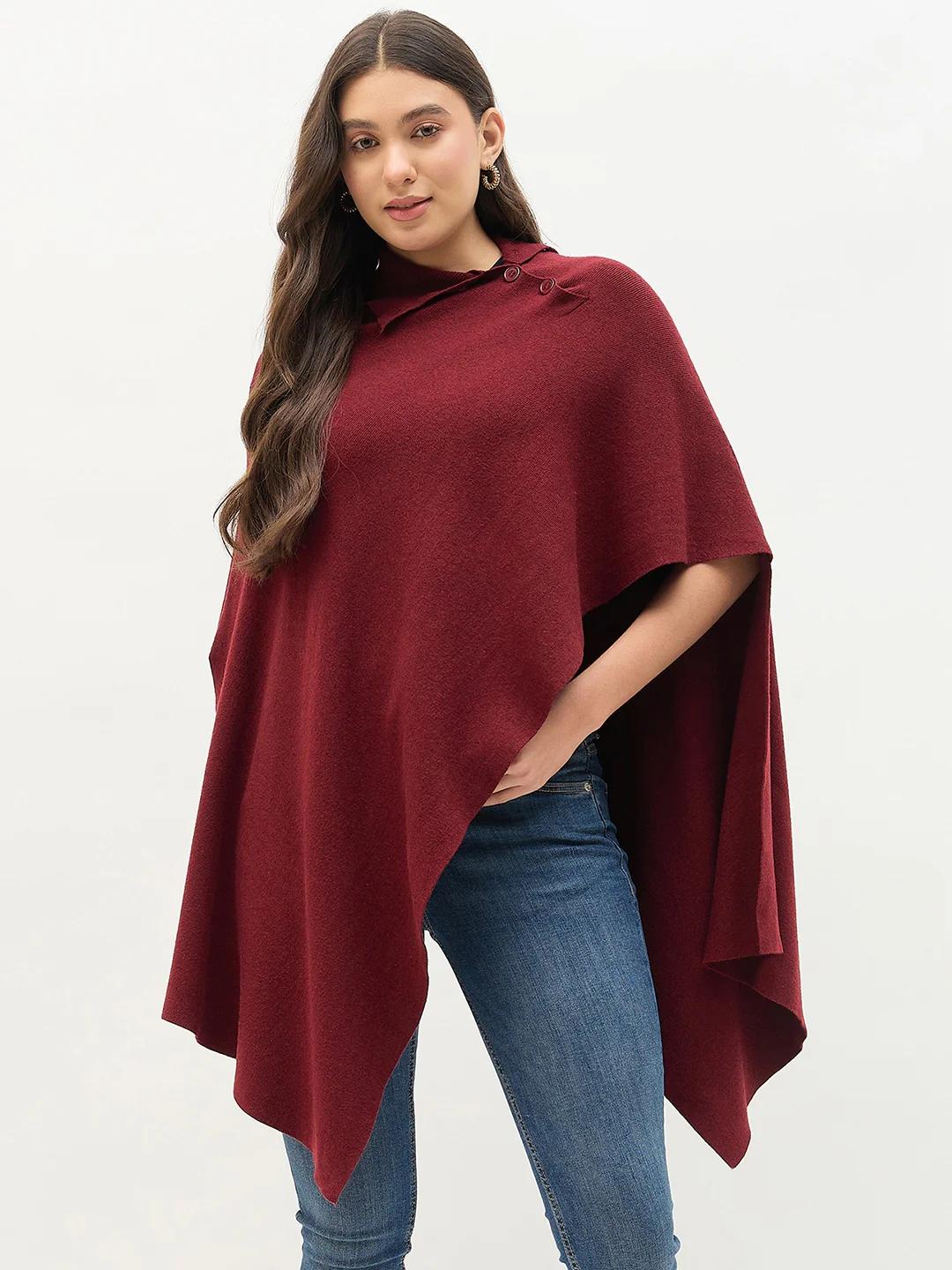 Madame Wine Color Pullover Wine Red Shrug