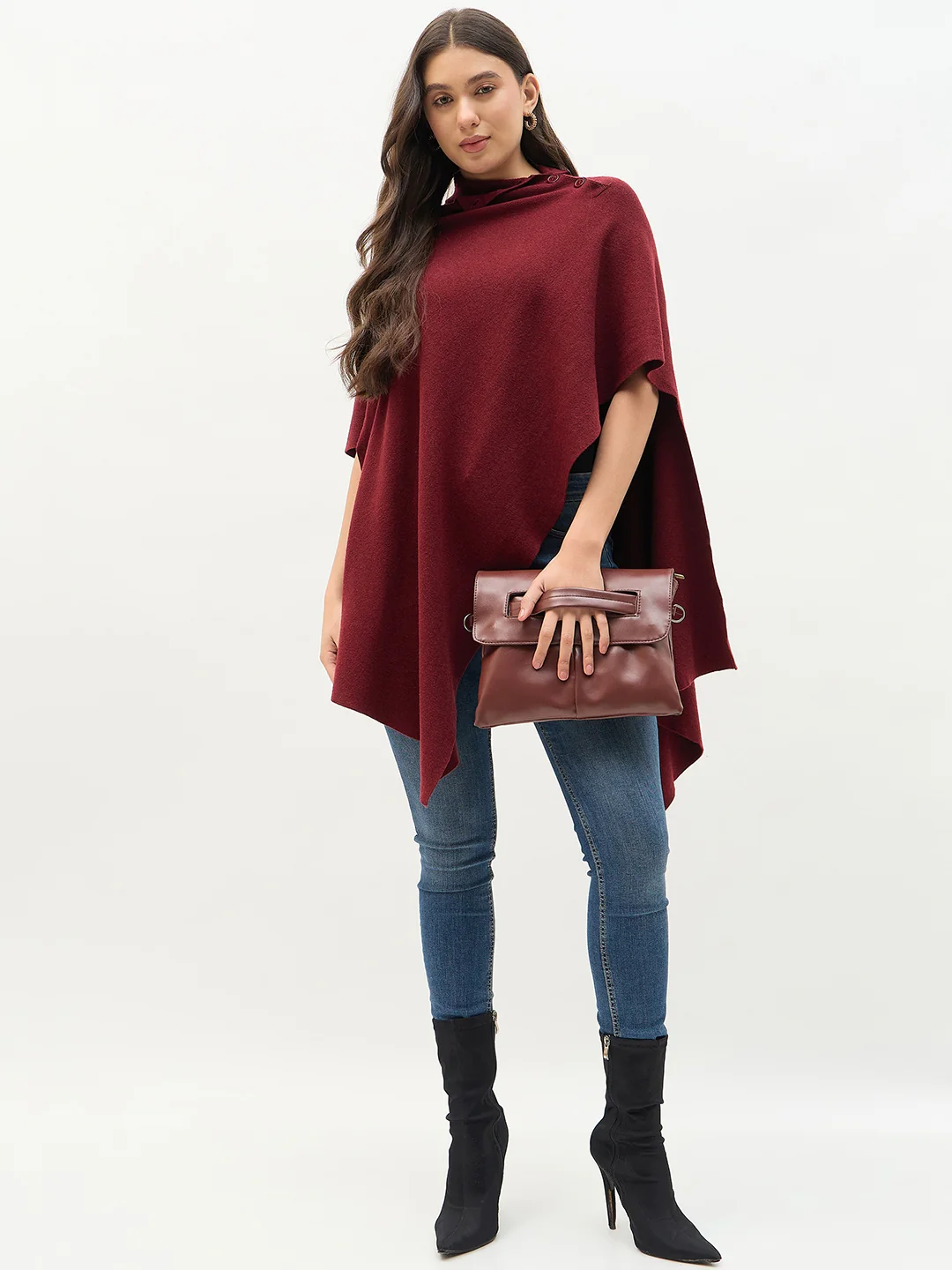 Madame Wine Color Pullover Wine Red Shrug - Image 4