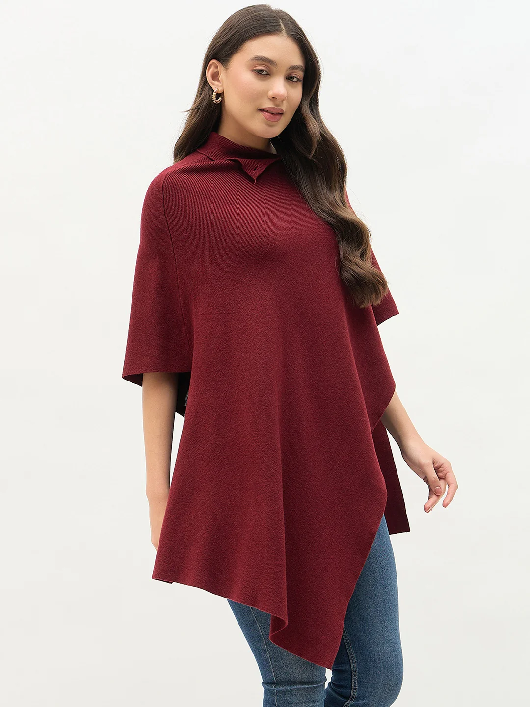 Madame Wine Color Pullover Wine Red Shrug - Image 5
