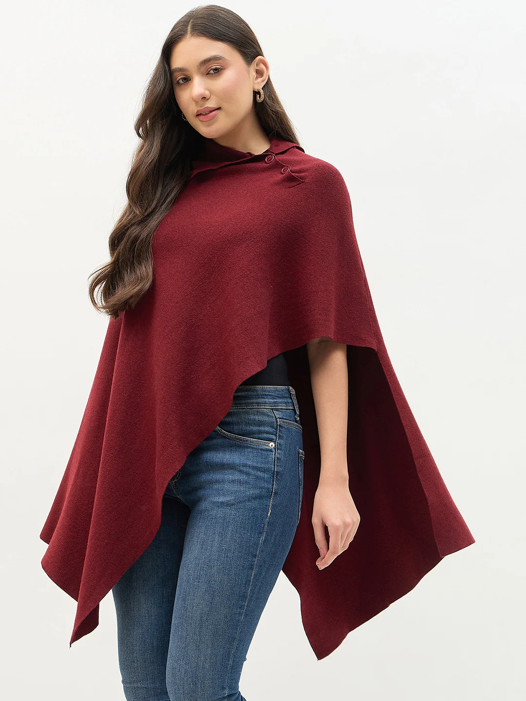 Madame Wine Color Pullover Wine Red Shrug - Image 6