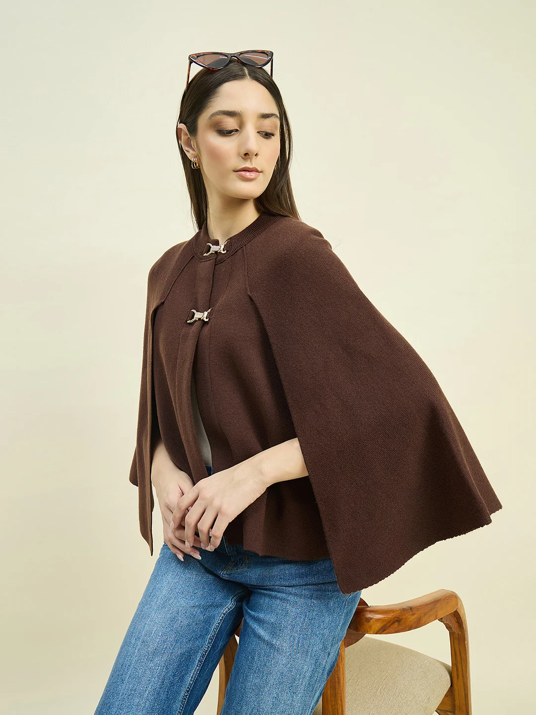 Madame Brown Shrug with Flared Sleeves - Image 2