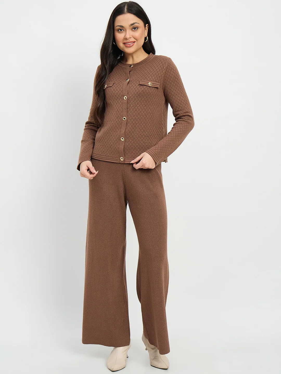 Madame Round Neck Cardigan and Trousers Co-ord Set - Image 2