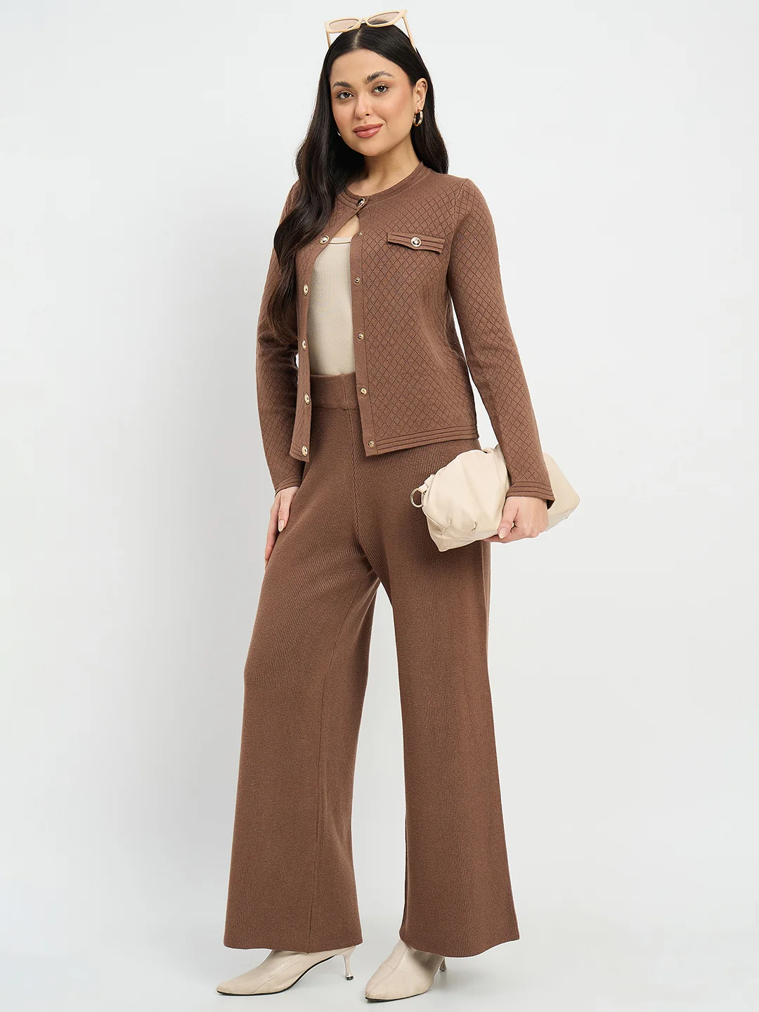 Madame Round Neck Cardigan and Trousers Co-ord Set - Image 3