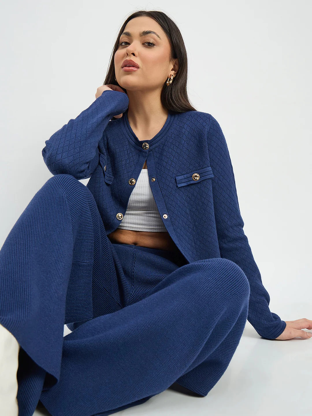Madame Round Neck Cardigan and Trousers Co-ord Set - Image 2