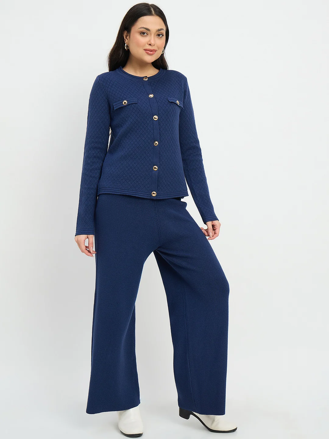 Madame Round Neck Cardigan and Trousers Co-ord Set - Image 4