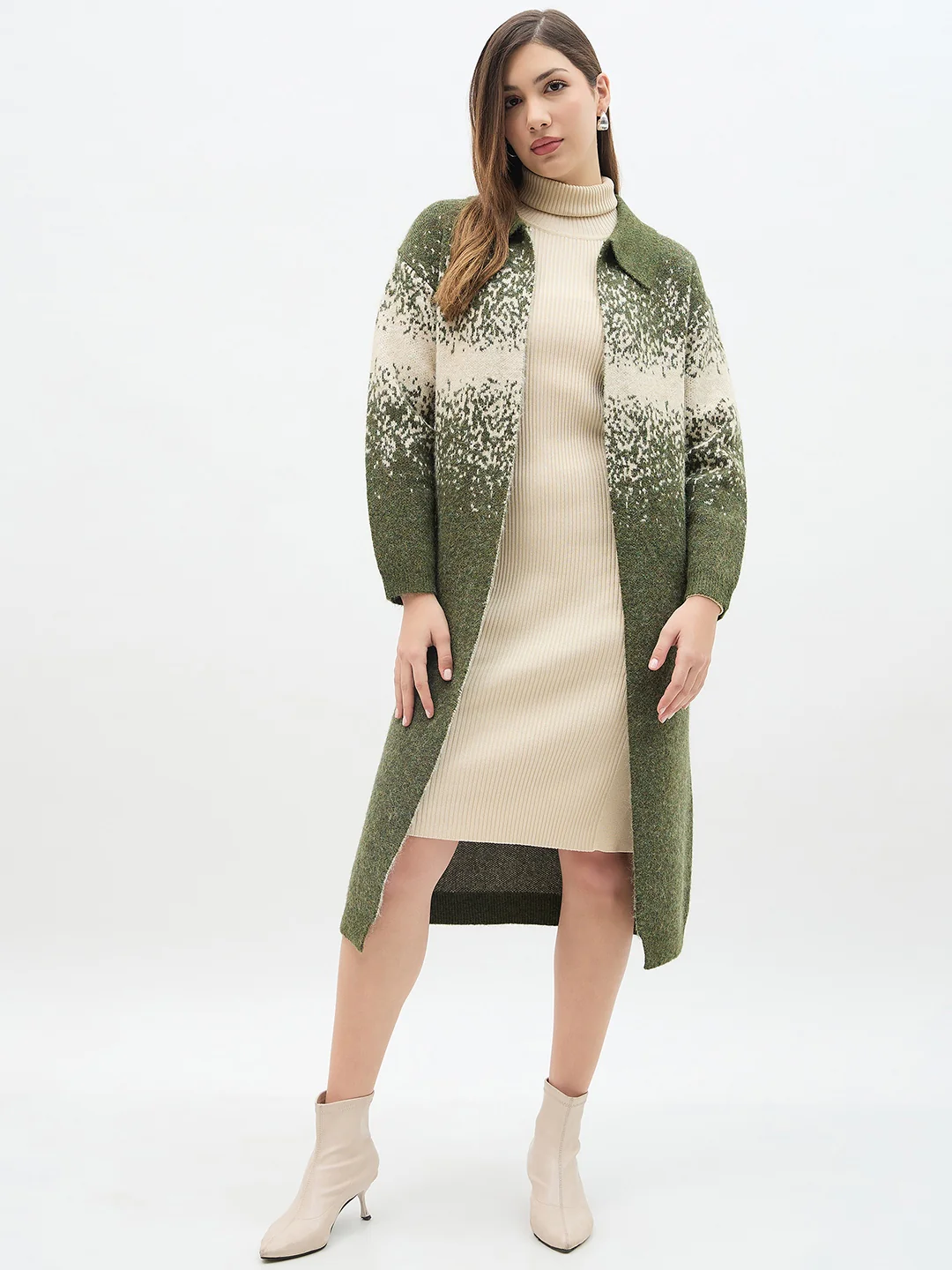 Madame Olive Green Bodycon Sweater and Shrug