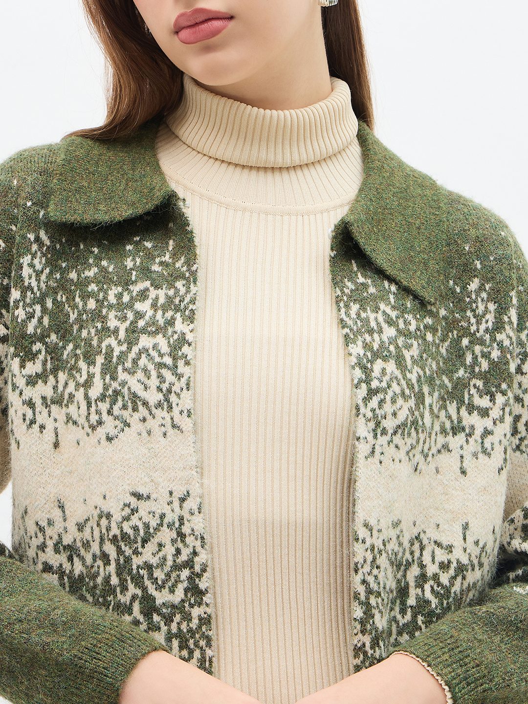 Madame Olive Green Bodycon Sweater and Shrug - Image 6