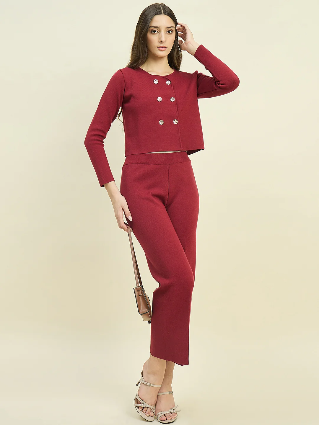 Madame Maroon Knit Co-ord Set - Image 3